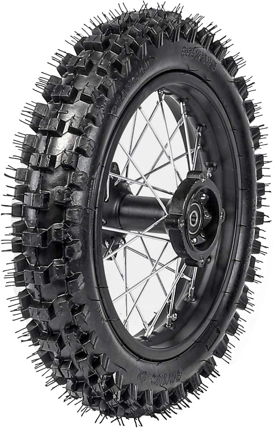 TDPRO Front 60/100-14 and Rear 80/100-12 Wheel Disc Brake Tires Rim With 12mm Bearing for Pit Dirt Bike