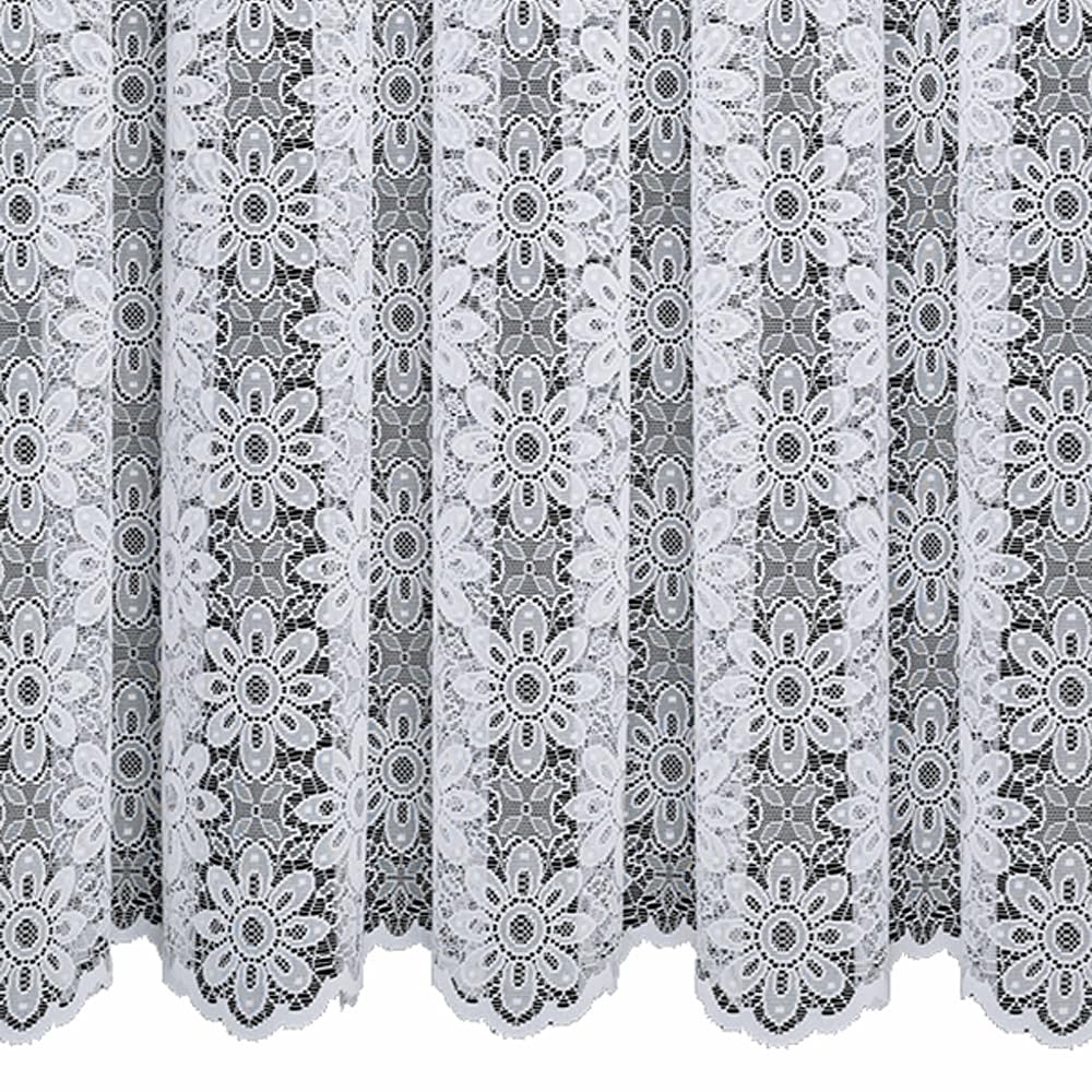 Silverthorn SOFT FURNISHINGS - Maddison – A Floral Lace Curtain on an Open Net Background – Sold by The Metre. (114cm Drop / 45 inch Drop)