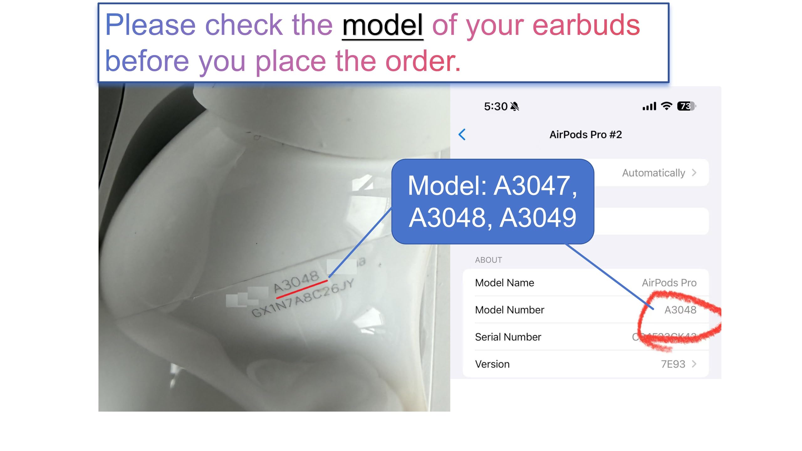 Amazon.com: OEM A3048 Right Earbuds Replacement for Pods Pro (2nd