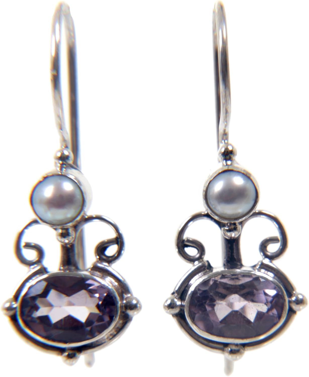NOVICA Amethyst .925 Sterling Silver Drop Earrings 'Sunrise Spirit'