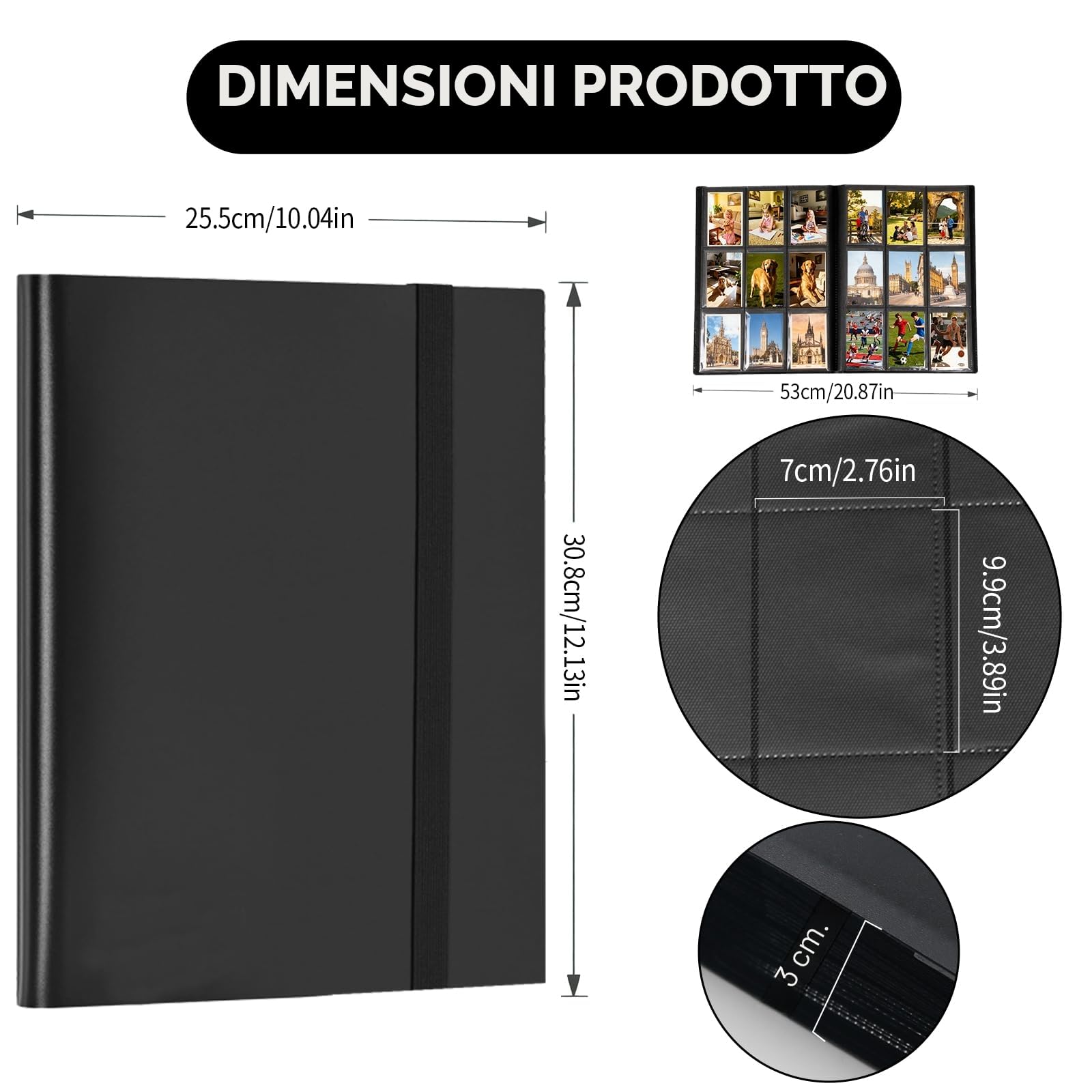 540 Tasche Album Porta Carte, 30 Pagine Raccoglitore Porta Carte, Impermeabile Album Carte Collezionabili, Libro Porta Carte Compatible con Varie Carte da Collezione (Nero)