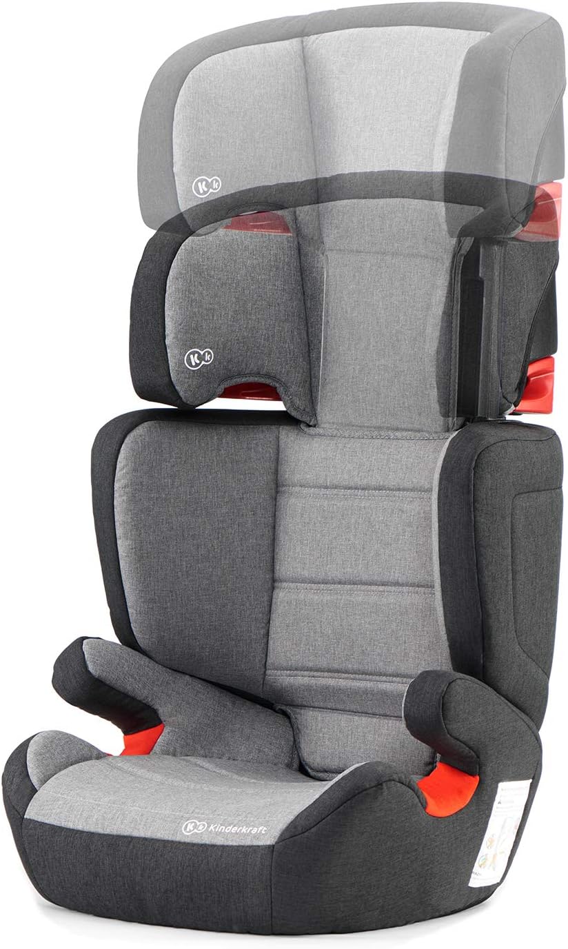 Kinderkraft Seggiolino Auto JUNIOR FIX, con Isofix, Poggiatesta Regolabile, per Bambini da Gruppo 2/3, 15-36 Kg, Grigio Grigio JUNIOR FIX normal - Immagine 4