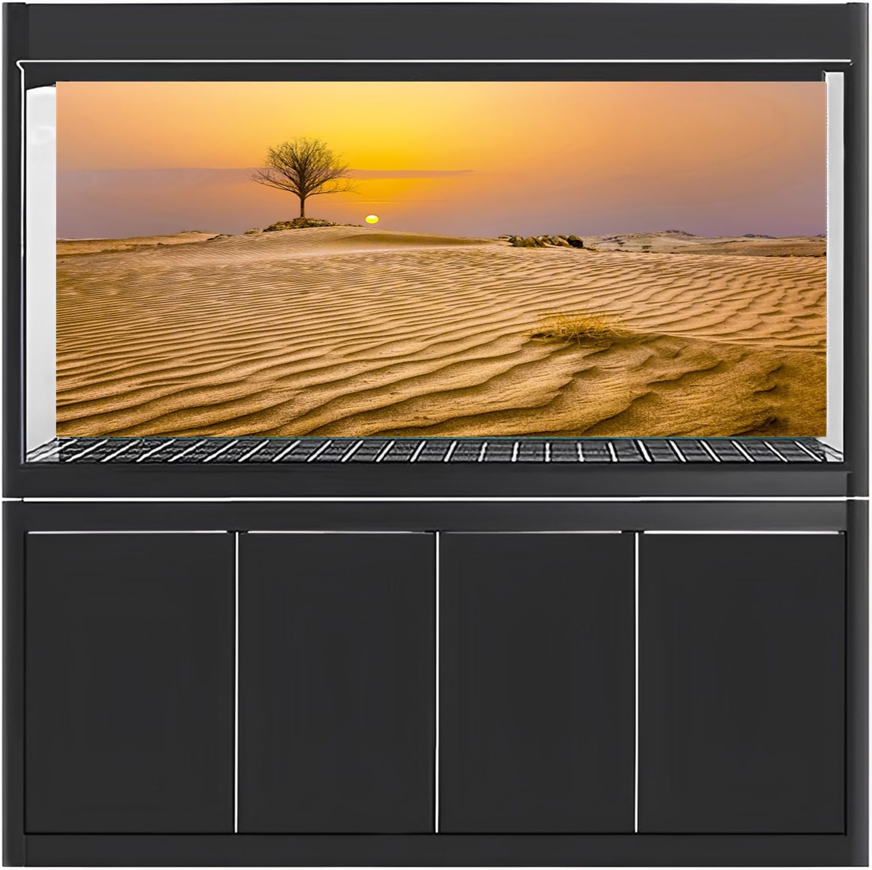 MIRRORANG 61x30cm Sun and Desert Terrarium Background Tree Oasis Gobi Reptile Habitat Background Durable Vinyl Background - Image 2