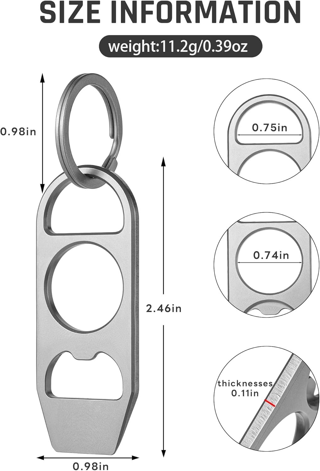 TISUR Titanium Bottle Opener Keychain, EDC Flat Keychain Mini Pry Bar Multitool, Pocket Beer Bottle Opener Key Chain for Men
