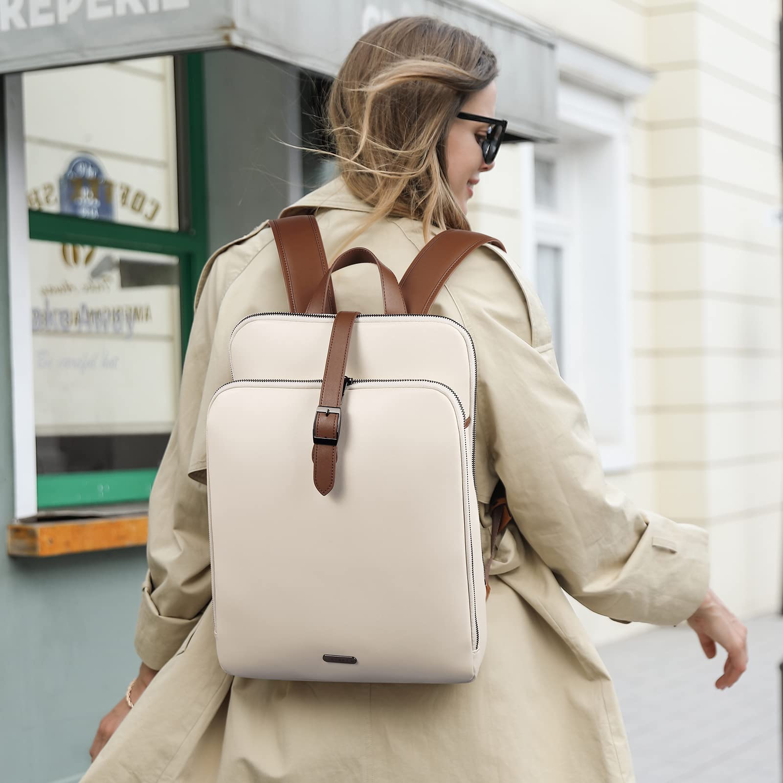 Snapklik.com : CLUCI Leather Laptop Backpack For Women 15.6 Inch ...