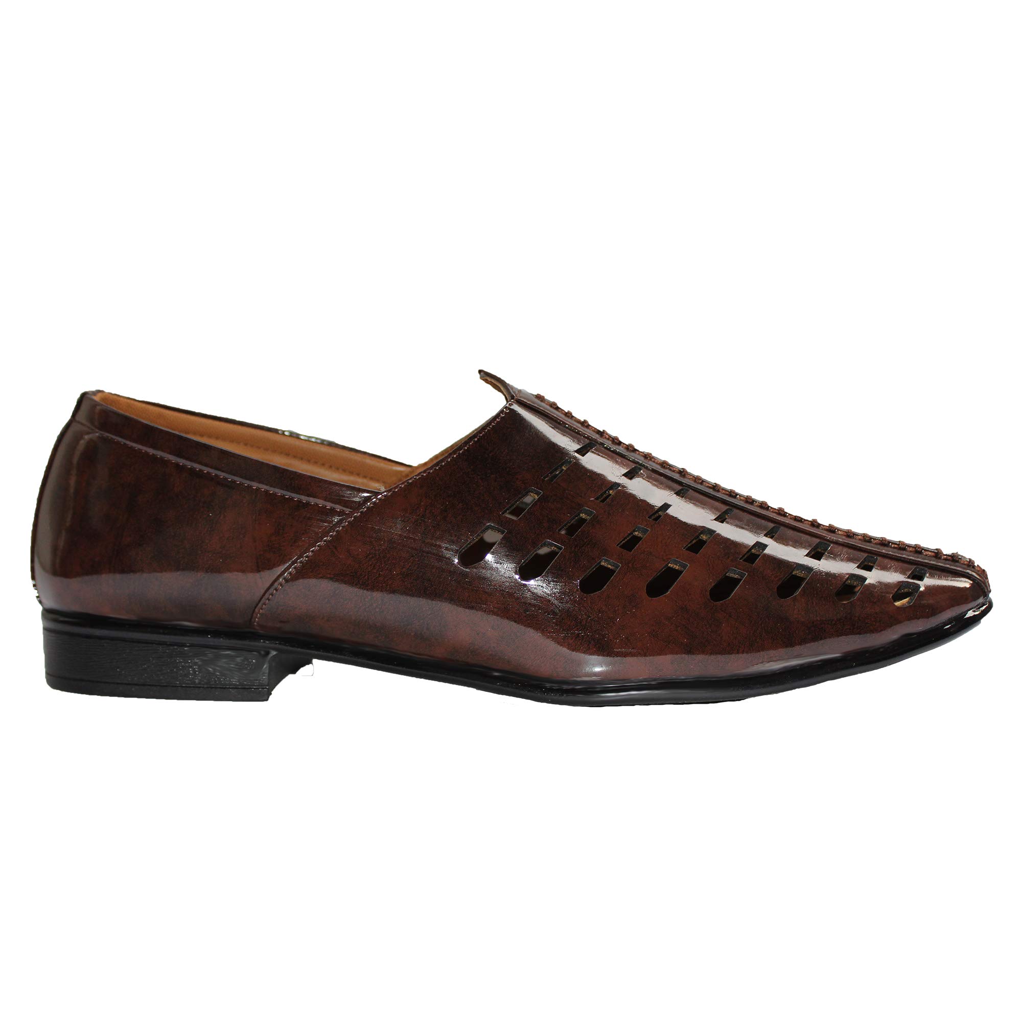 HIKBI Patent Leather Ethnic Jutti for Men (Brown, Numeric_9) (B07YMY8WQK) Amazon Price History, Amazon Price Tracker