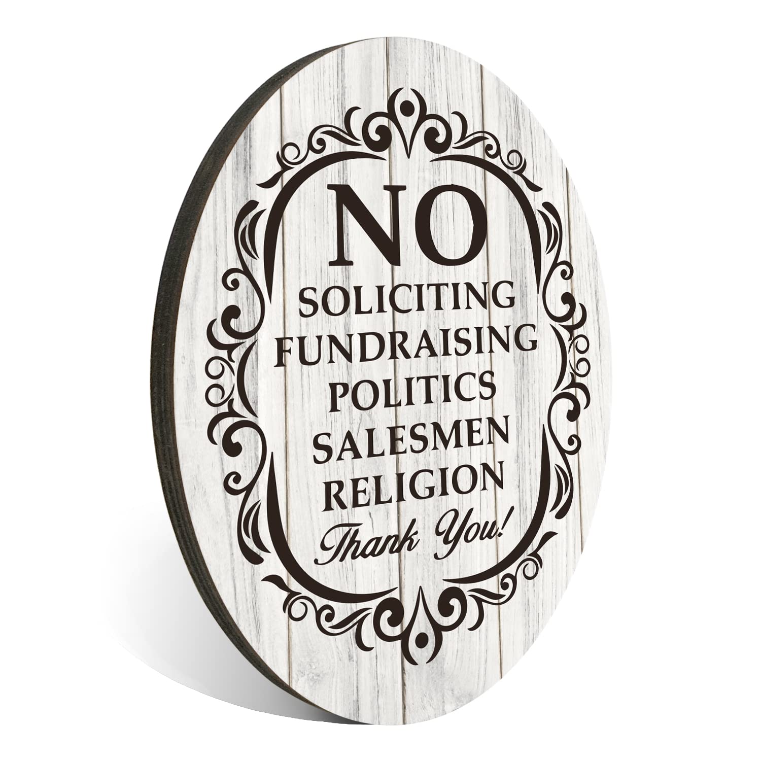 No Soliciting Sign for House, No Fundraising, Politics, Salesmen, Religion, Front Door Thank You Sign for Indoor/Outdoor Home, Office or Business Use,