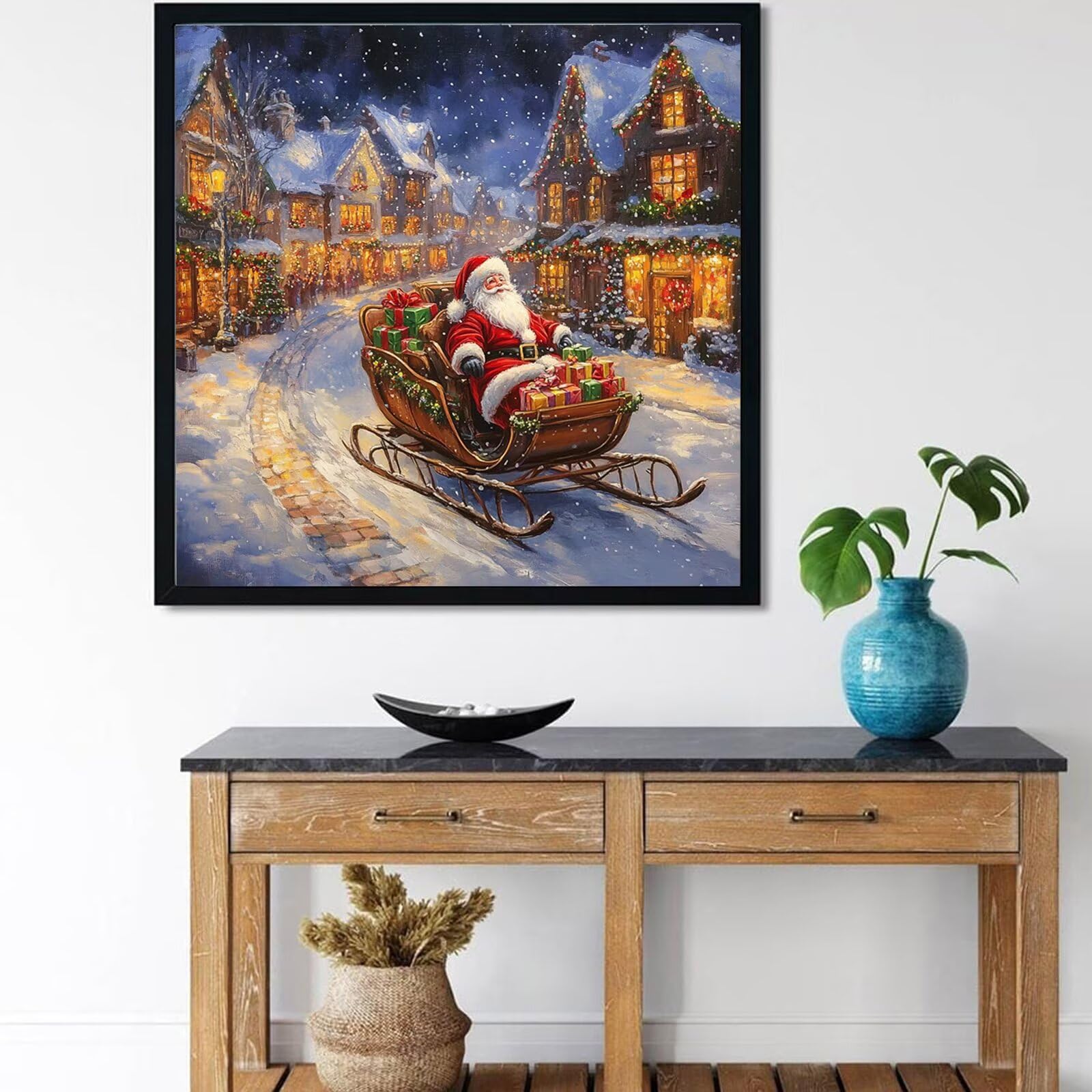 Diamentowa sztuka na Boże Narodzenie, 5D DIY Street Diamond Painting Mozaika Zestawy dla dorosłych początkujących, pełne kwadratowe wiertło, klejnot, kryształ, cekiny, sztuka do dekoracji ścian domu