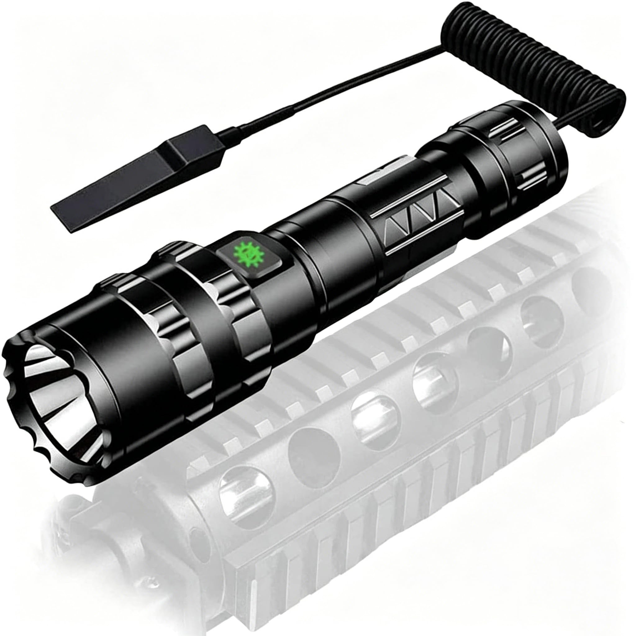 WINDFIRE Torcia tattica a LED da caccia, ricaricabile USB da caccia da 80.000 lumen, torcia con 5 modalità di illuminazione e telecomando per caccia, campeggio e ciclismo