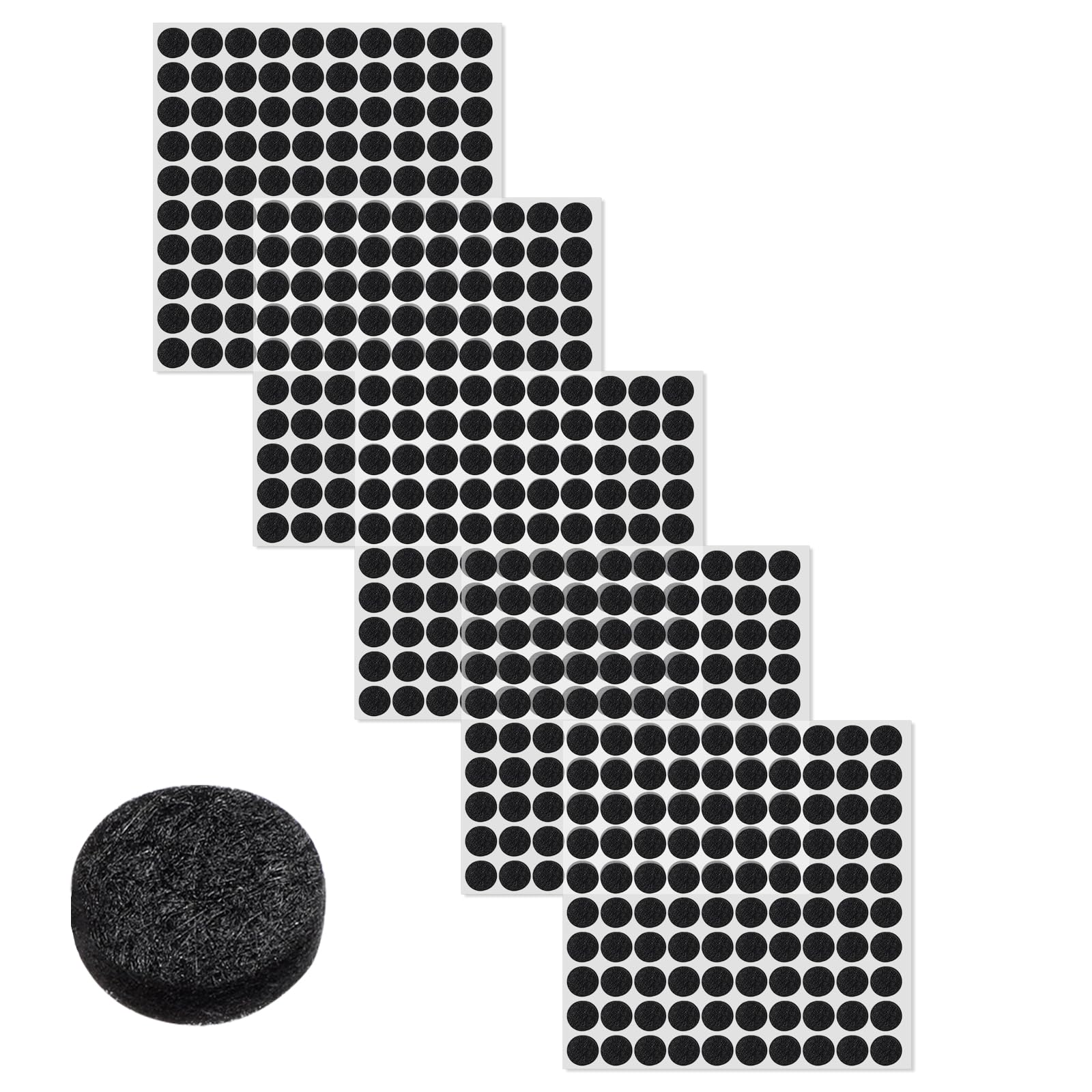 LURVOUS 500Pcs Self-Adhesive Felt Pads, 10mm Round Furniture Floor Protectors, Thick 4.5mm Felt Dots for Chair Legs Cabinet Doors Coasters Bottoms, Anti-Scratch Cushion Bumpers (Black)