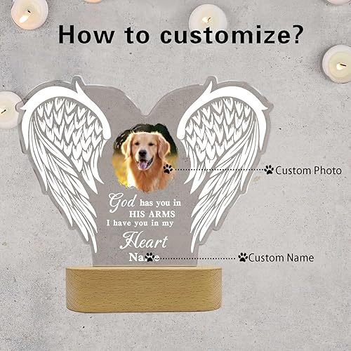 Miniatura 2 de Regalo de luz nocturna conmemorativa personalizada para mascotas, placa acrílica personalizada para perros, gatos, marco de fotos, regalo de