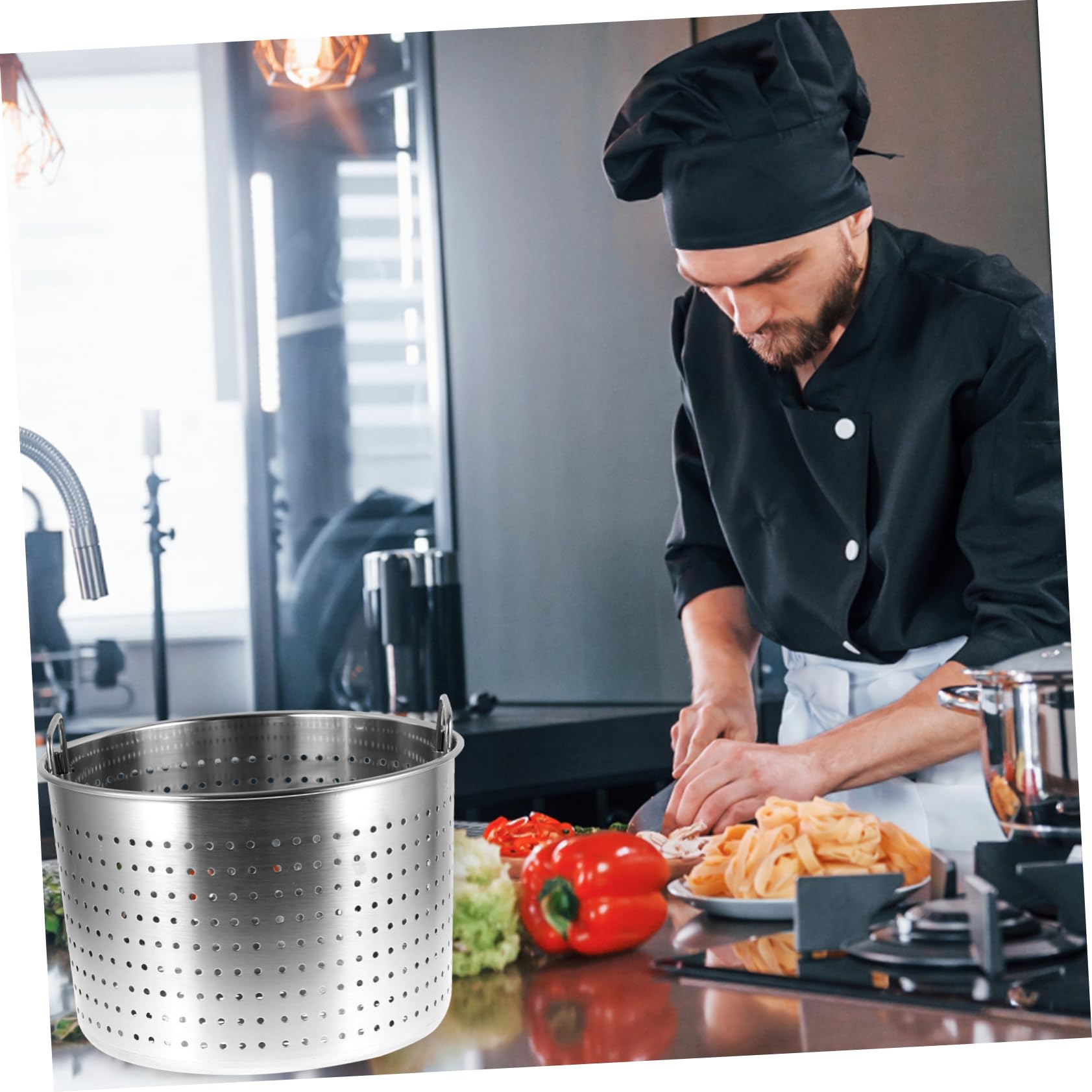 Olla de Acero Inoxidable para Cangrejos de Río 35 Cm Cubo Filtrante Resistente Fugas Utensilio de Cocina para Drenar Líquidos y Aceite Uso Doméstico