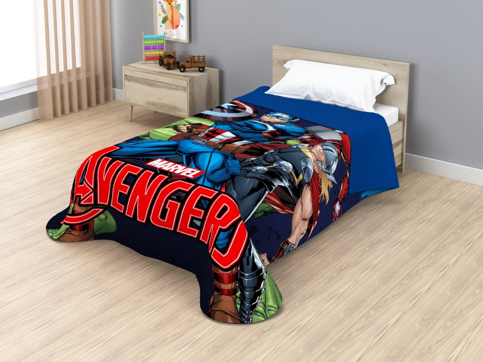 Disney Marvel Jay Franco Bouti Thermosealed Avenger Strenght of 4 Quilt, 170 x 250 cm, Microfibre, 100gsm Filling JE12754ET