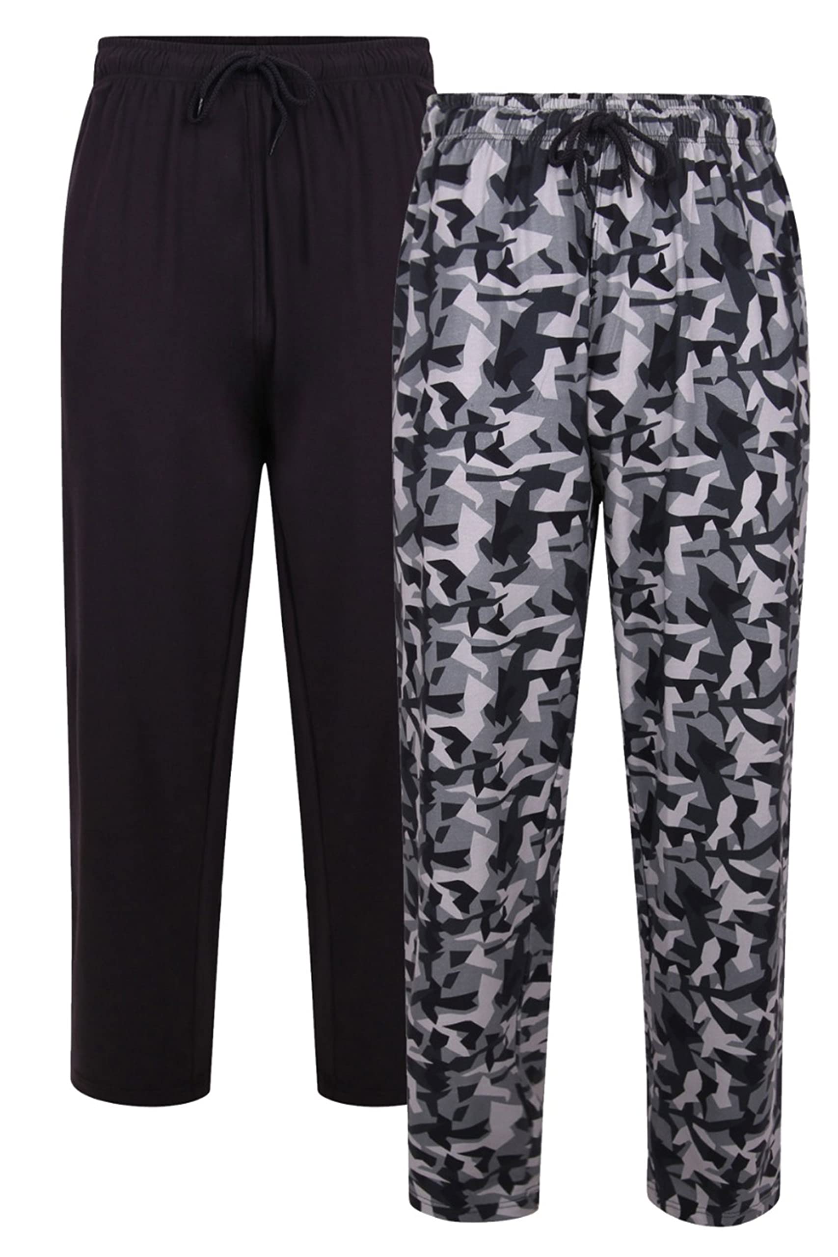Kam Twin Pack Camo/Plain Long Pants for Men in Black 8XL