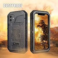 Vista 6 de Mitywah Funda impermeable para iPhone 11, resistente y duradera, de metal, protección de pantalla integrada, impermeable, a prueba de golpes, a Negro