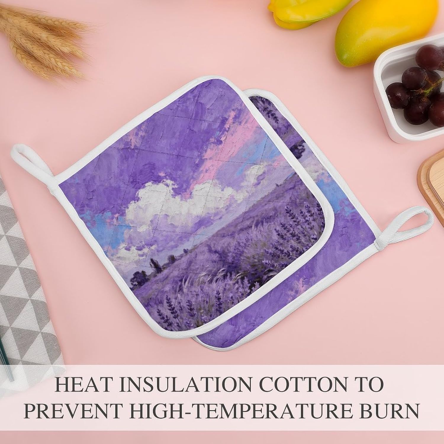 Violet Sky Polyester Heat Resistant Pot Pad Non Slip Anti Scald Hot Dish Mat Reusable Table Protector for Kitchen Hot Pot Mat Wear Resistant Heat Proof Table Pad for Countertop Dining Room