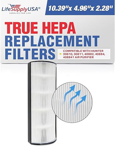 LifeSupplyUSA Filtro de repuesto HEPA verdadero compatible con purificador de aire Hunter 30610, 30611, 40882, 40884, 408841