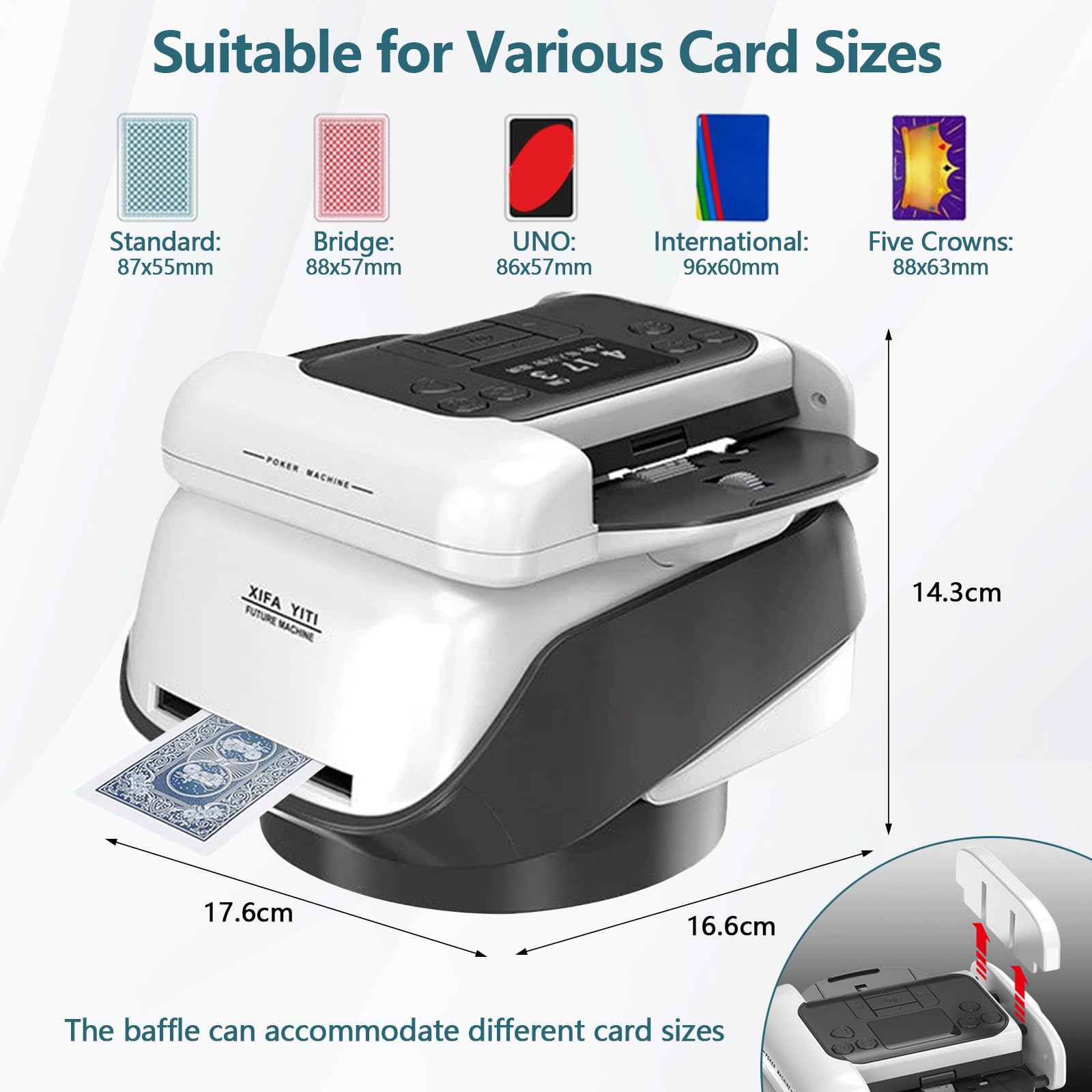 Polegas 2-in-1Automatic Card Shuffler and Dealer Machine,Support 2-8 Players,360°Rotating,Rechargeable Cards Shufflers for UNO Poker - Image 2