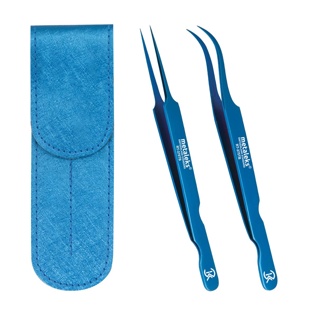 metaleks2PCS Eyelash Tweezers Set