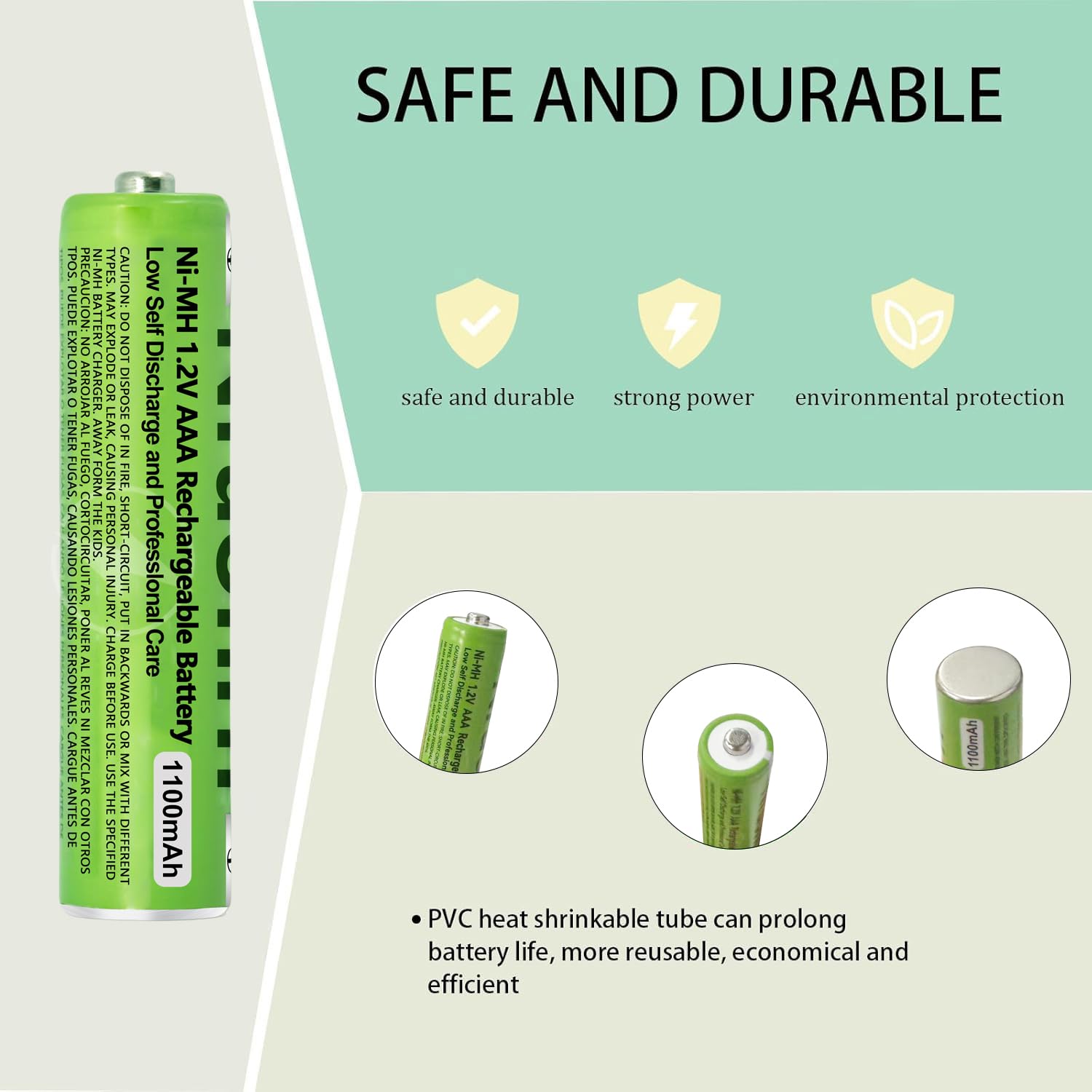 8 Pack NI-MH AAA Rechargeable Battery for Panasonic, 1.2V 1100mah AAA Rechargeable Batteries for Panasonic Cordless Phones Handset, Remote Controls, Electronics - 5