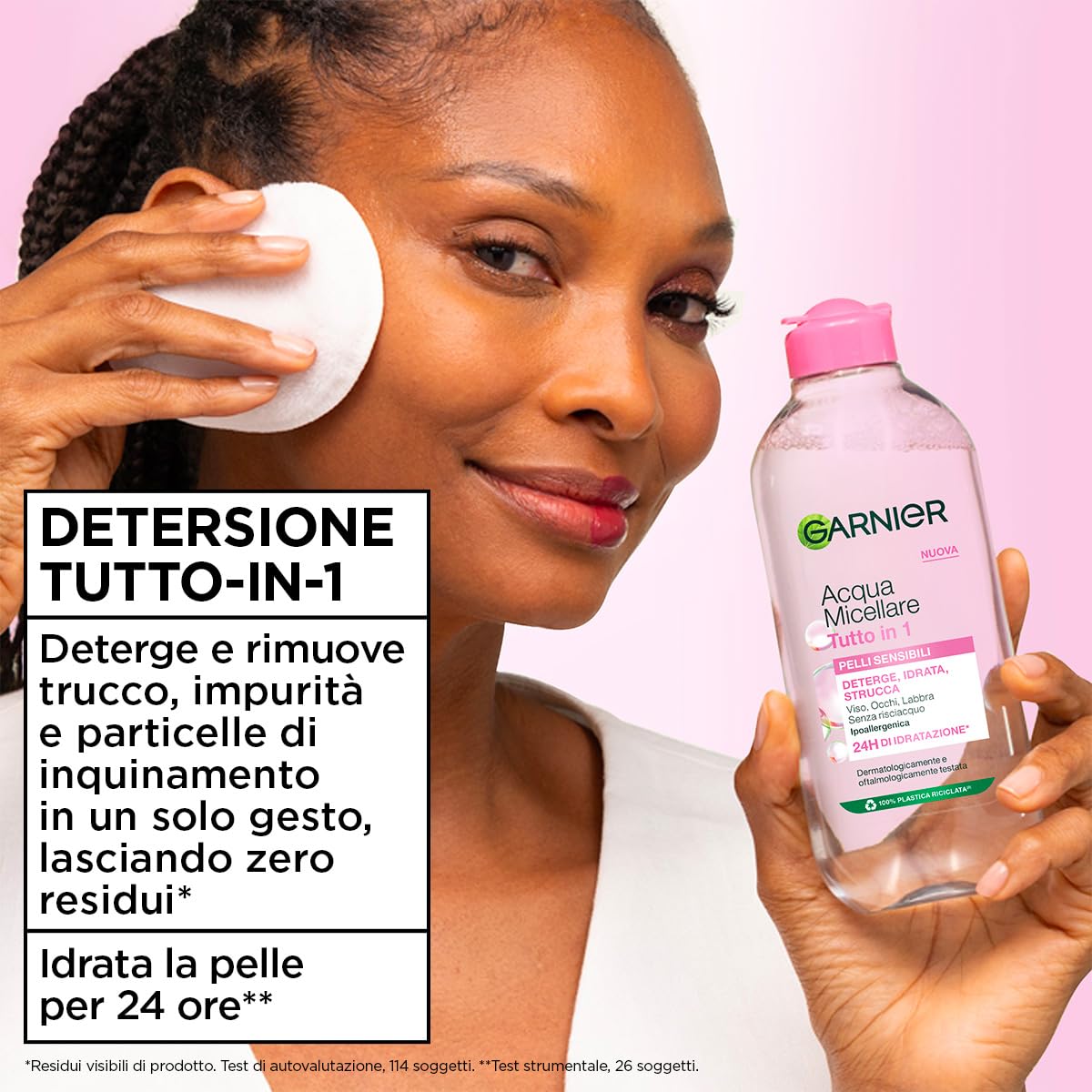 Garnier SkinActive Acqua Micellare Tutto in 1, Per Pelli Sensibili, 100% del Trucco Rimosso, Pelle Detersa e Idratata per 12H, Senza Residui e Senza Risciacquo, Con Micelle e Glicerina, 400 ml