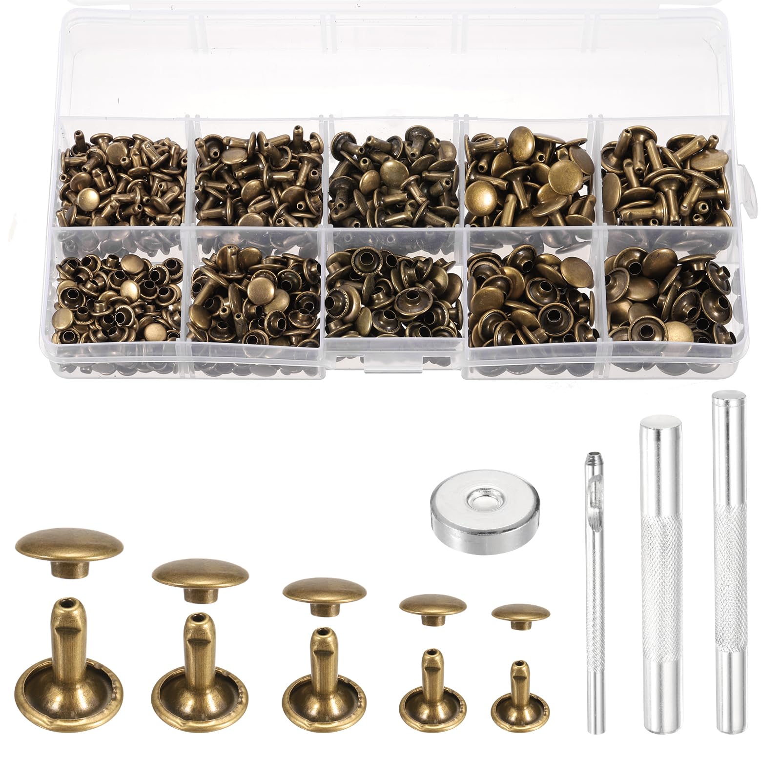 PATIKIL 340 Set Double Cap Leather Rivets Kit