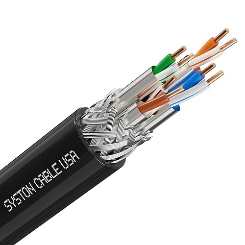 Cable Syston Cat8 Ethernet a granel 2000 MHz 2 GHz 40 GB 50 pies cobre sólido desnudo SFTP individual electromagnético estañado cobre trenzado