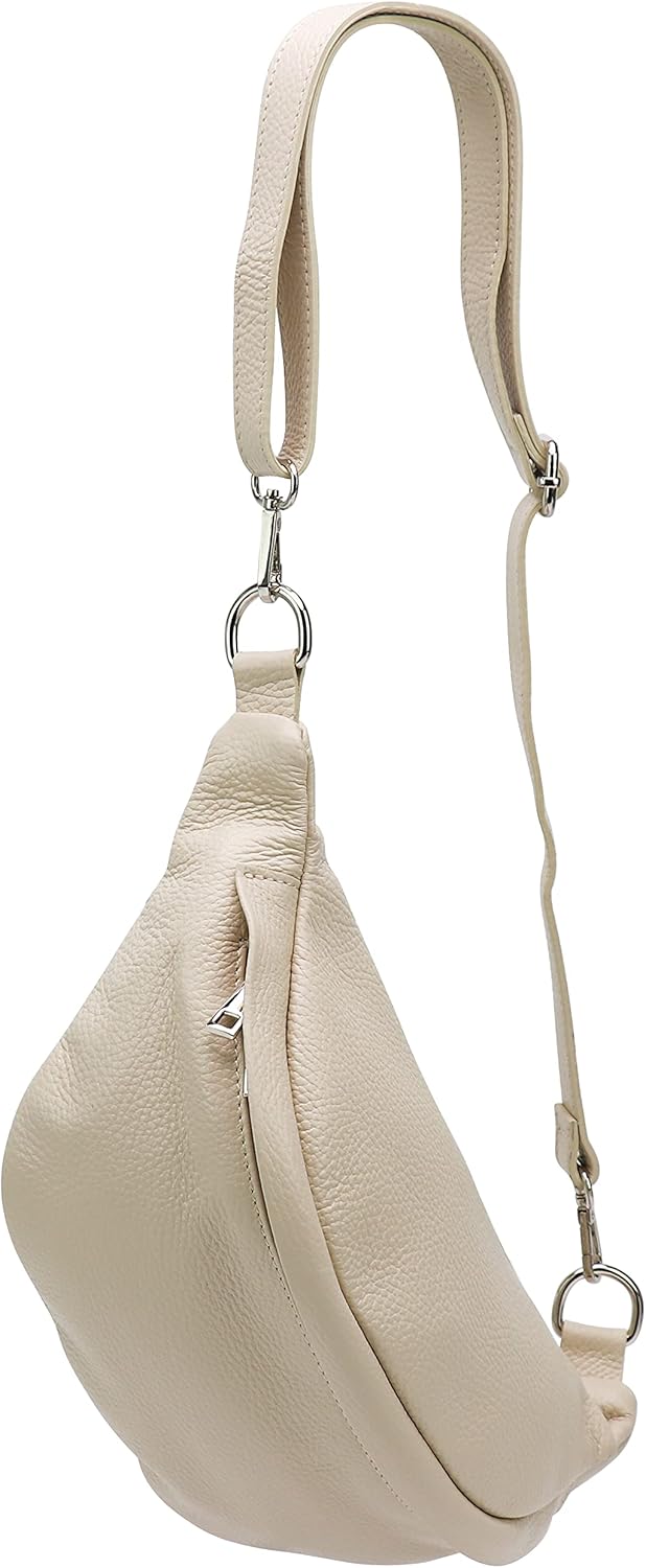 OBC Made in Italy Leren damestas, riemtas, crossbody heuptas