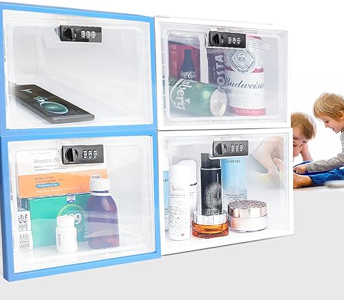 Vista 20 de Caja de bloqueo de medicina, caja con cerradura para refrigerador para armario de almacenamiento de alimentos, caja de seguridad transparente