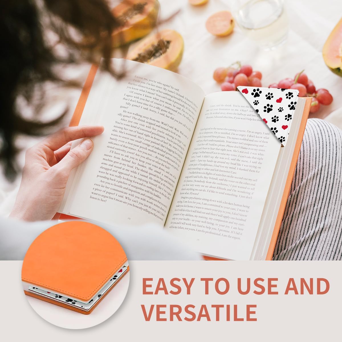 Cute Leather Bookmarks, Fun Triangle Making Corner Bookmark, Book Accessories for Reading Book Lovers, Unbreakable Page Markers for Women Men Cute Dog Paws - Image 5