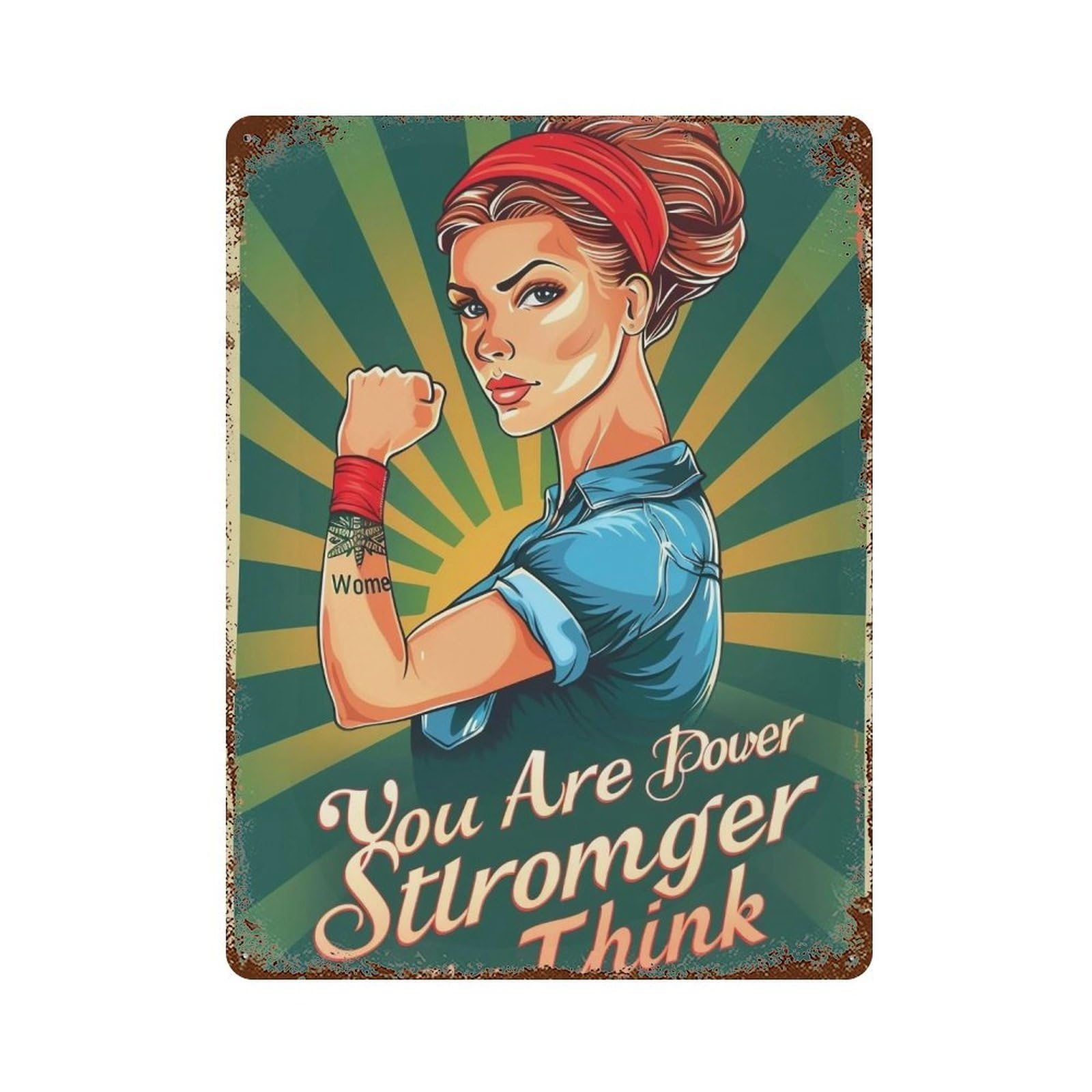 YHGERTKU Women Power 03 Wall Art Retro Iron Vintage Metal Tin Sign Poster Modern Decor for Living Rooms Gift 40x30cm