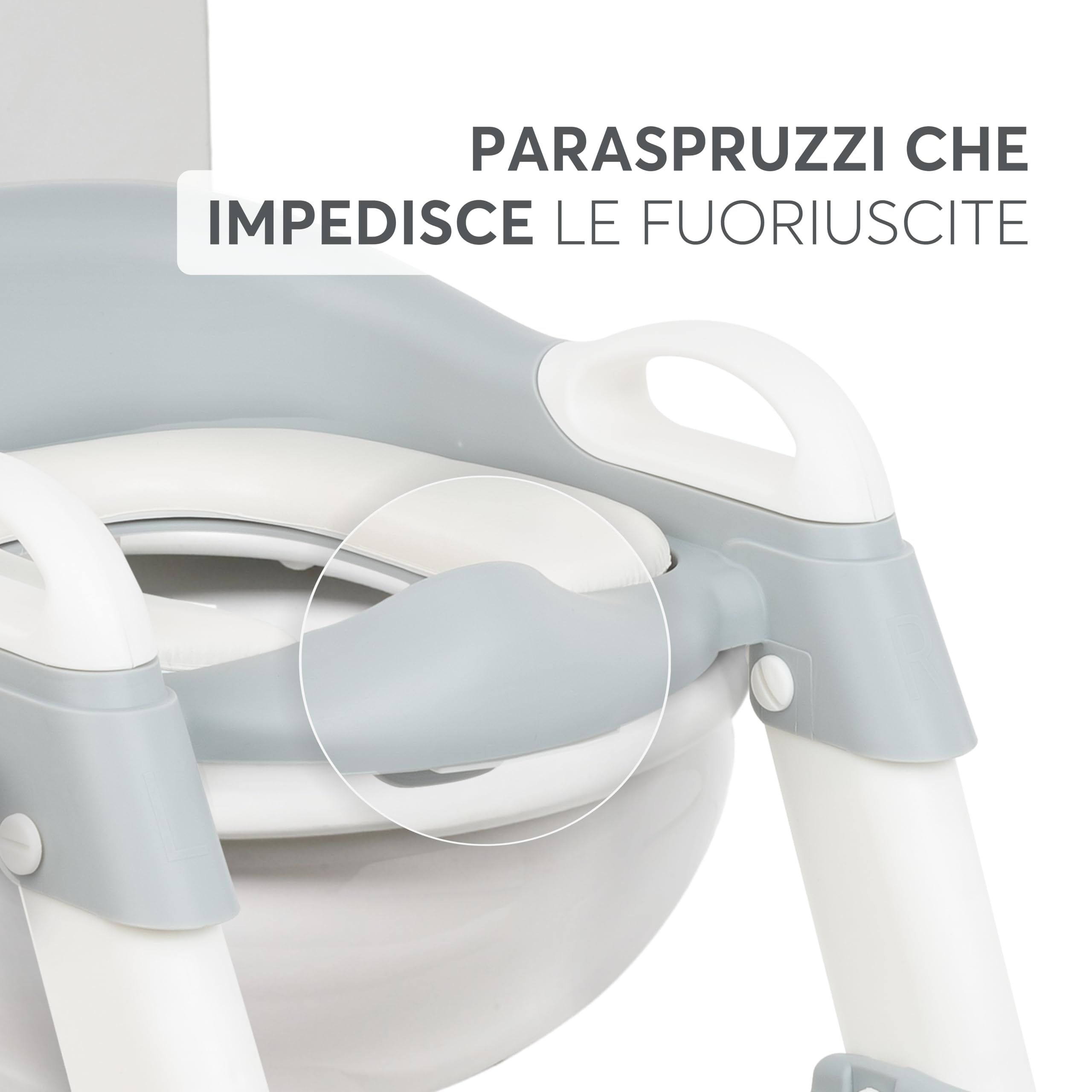 KikkaBoo Riduttore WC bambini con scaletta LEA, Educatore da toilette, Pieghevole e regolabile, Design anatomico, Imbottitura morbida rimovibile, Maniglie, Antiscivolo, 18+ mesi, Grigio