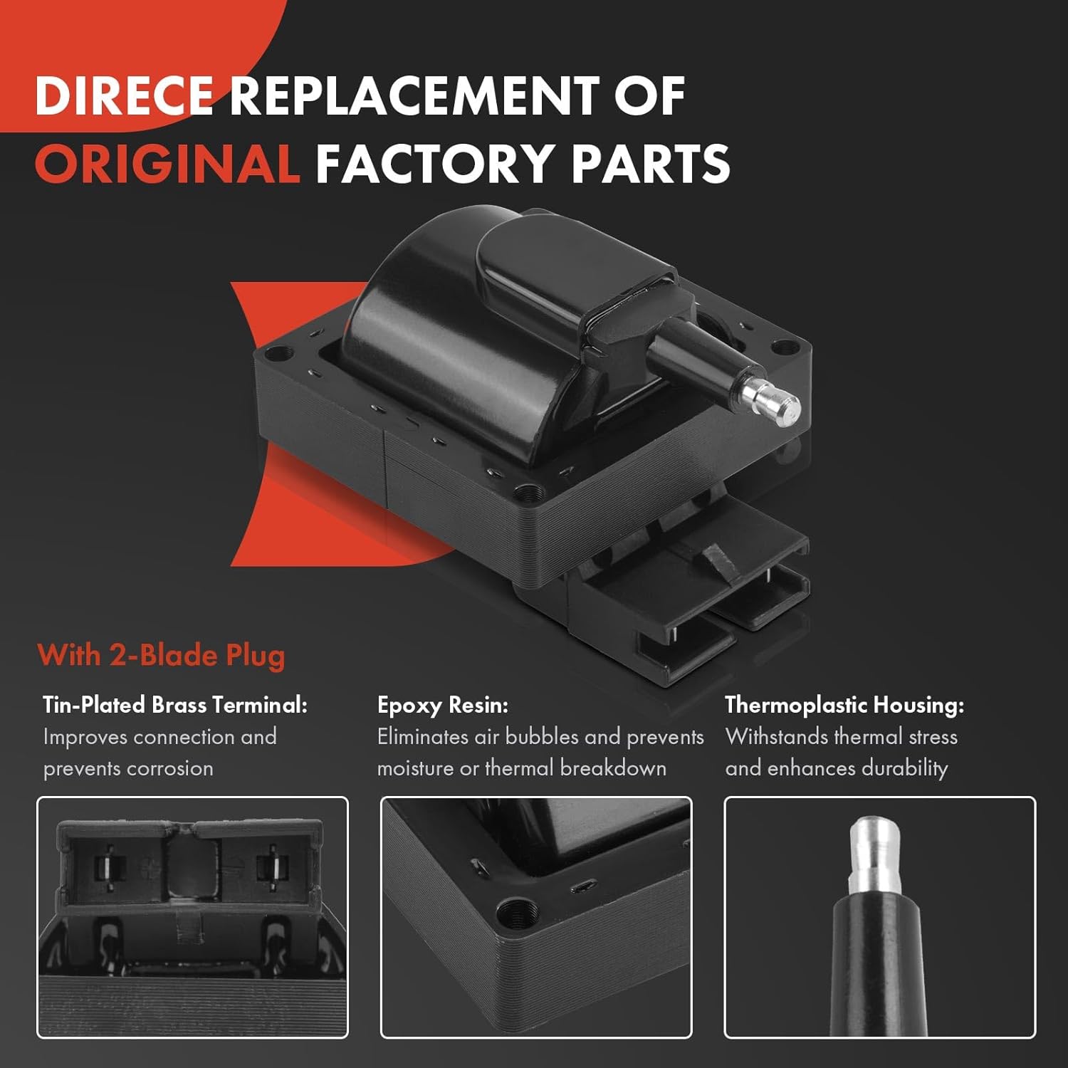 A-Premium 1 Ignition Coils with 7 Spark Plug Wires and 6 Iridium Spark Plugs Compatible with Ford - 1991 1992 1993 1994 1995 - Ranger, Aerostar, 3.0L