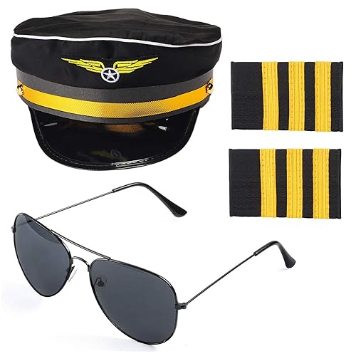Beelittle Airline Pilot Captain Costume Kit Pilot Dress up Accessory