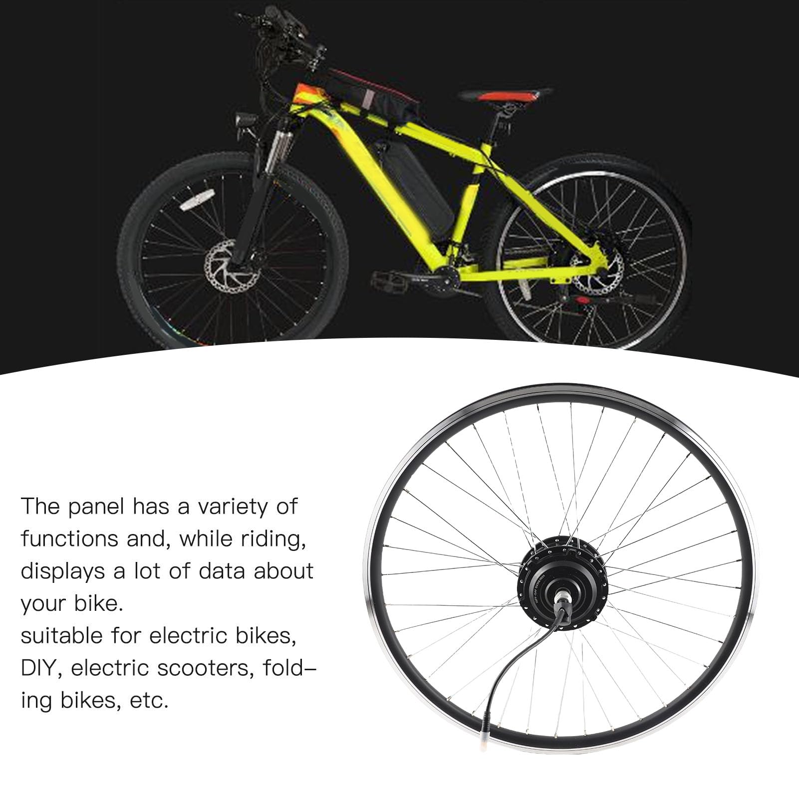 Kit de conversion de moteur de roue avant de vélo électrique 36V 250W 26 pouces avec écran LCD étanche IP65