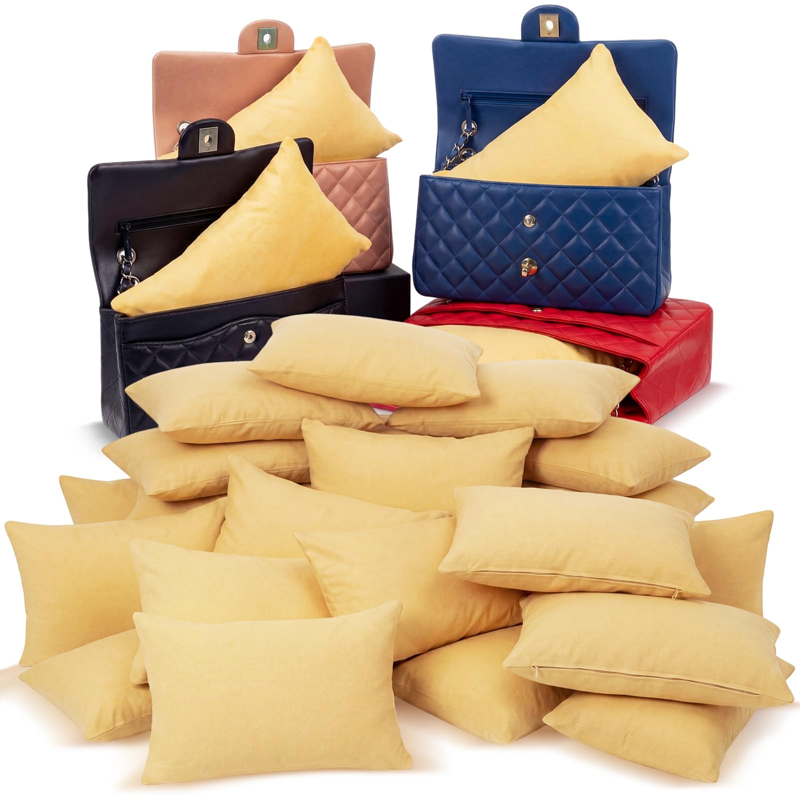 Xuhal 30 Pcs Purse Insert Pillows Set Fillers to Keep Shape, Uniform, Gold
