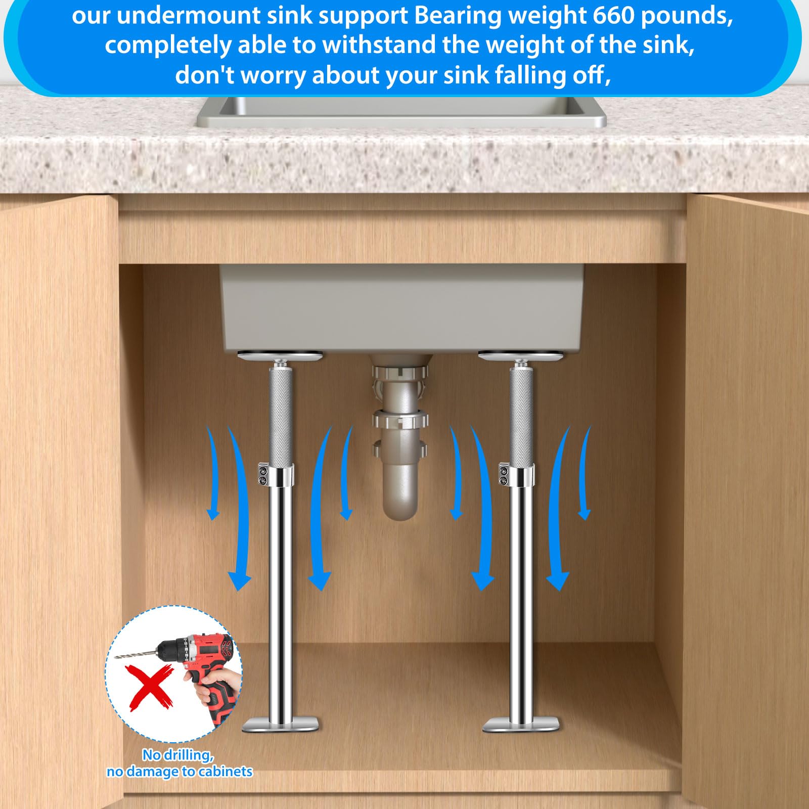 Soportes de fregadero de cocina empotrados, kit de reparación de fregadero de montaje inferior, soporte de fregadero de montaje inferior, soportes de fregadero de cocina ajustables para soporte de