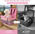 PETSFIT Siège de voiture pour chien pour chiens petits/moyens jusqu'à 35 Lbs – Système de sécurité breveté, 5" Memory Foam Pet Booster Siège de voiture, entièrement amovible et lavable siège de voiture de chien avec 2 Poches de stockage (puits)