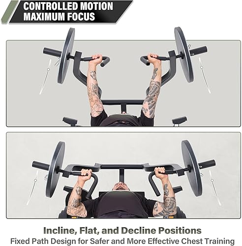 Miniatura 3 de Major Fitness Estante de prensa de banco P1 con brazos independientes, prensa de banco plana e inclinada ajustable para entrenamientos de pecho y