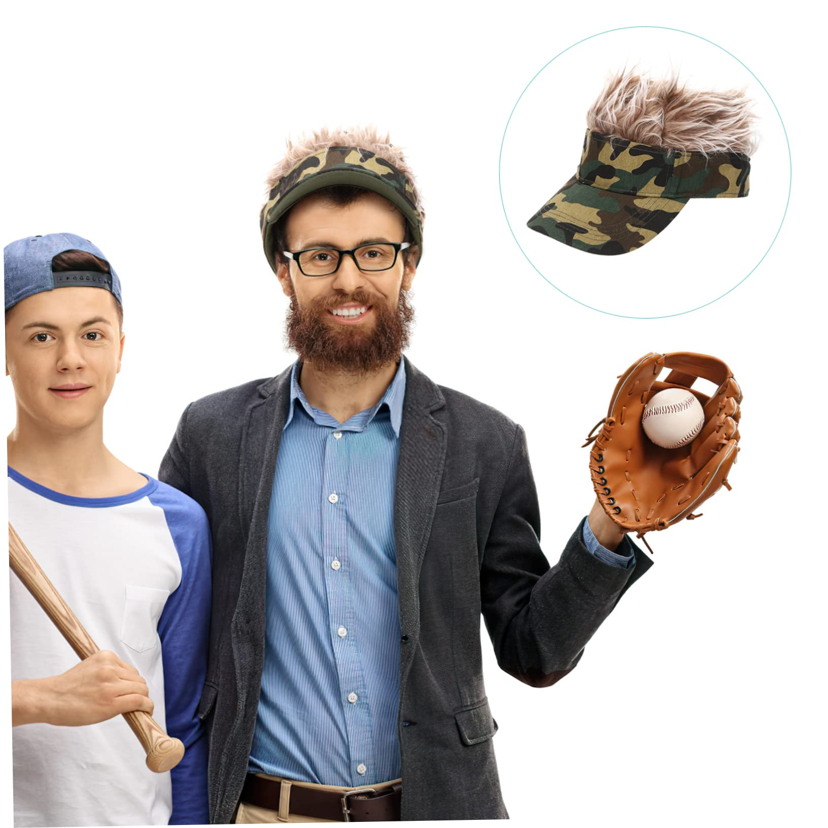 BESPORTBLE Casquette de Baseball Camouflage Perruque Chapeau Unisexe de Protection Solaire pour Activités Extérieures et Festivals