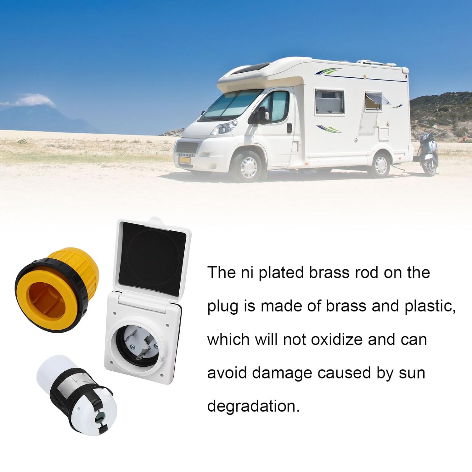Luqeeg 30A RV Power Inlet Outlet Shore Kit, PVC Casing Power Plug Kit, High Temperature Proof & Retardant with Male & Female Connector Locking Plug for Trailer Ship Caravan