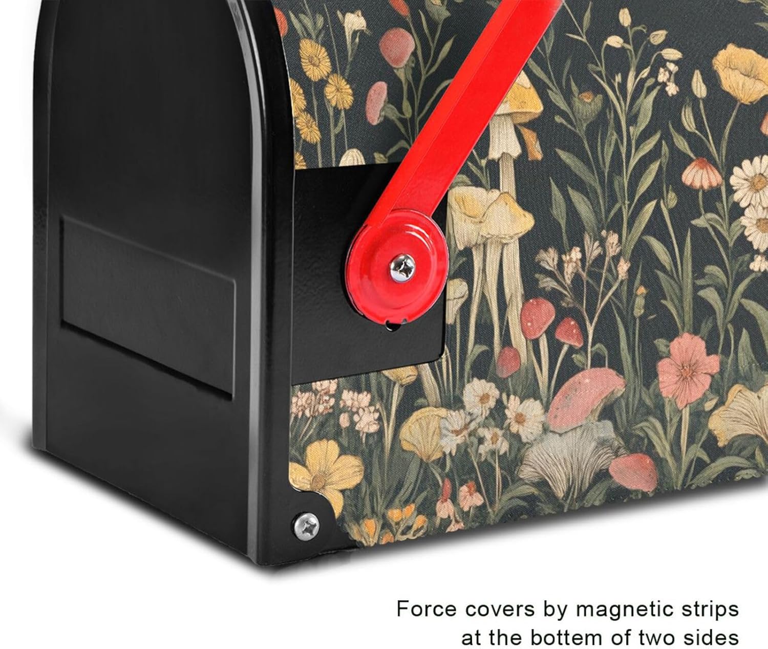 MNSRUU Mailbox Covers Fabric with Magnet Vintage Wildflower Mushrooms Mailbox Covers Standard Size 18x20.7 in Mailbox Wraps Post Letter Box Cover for Garden Decorations