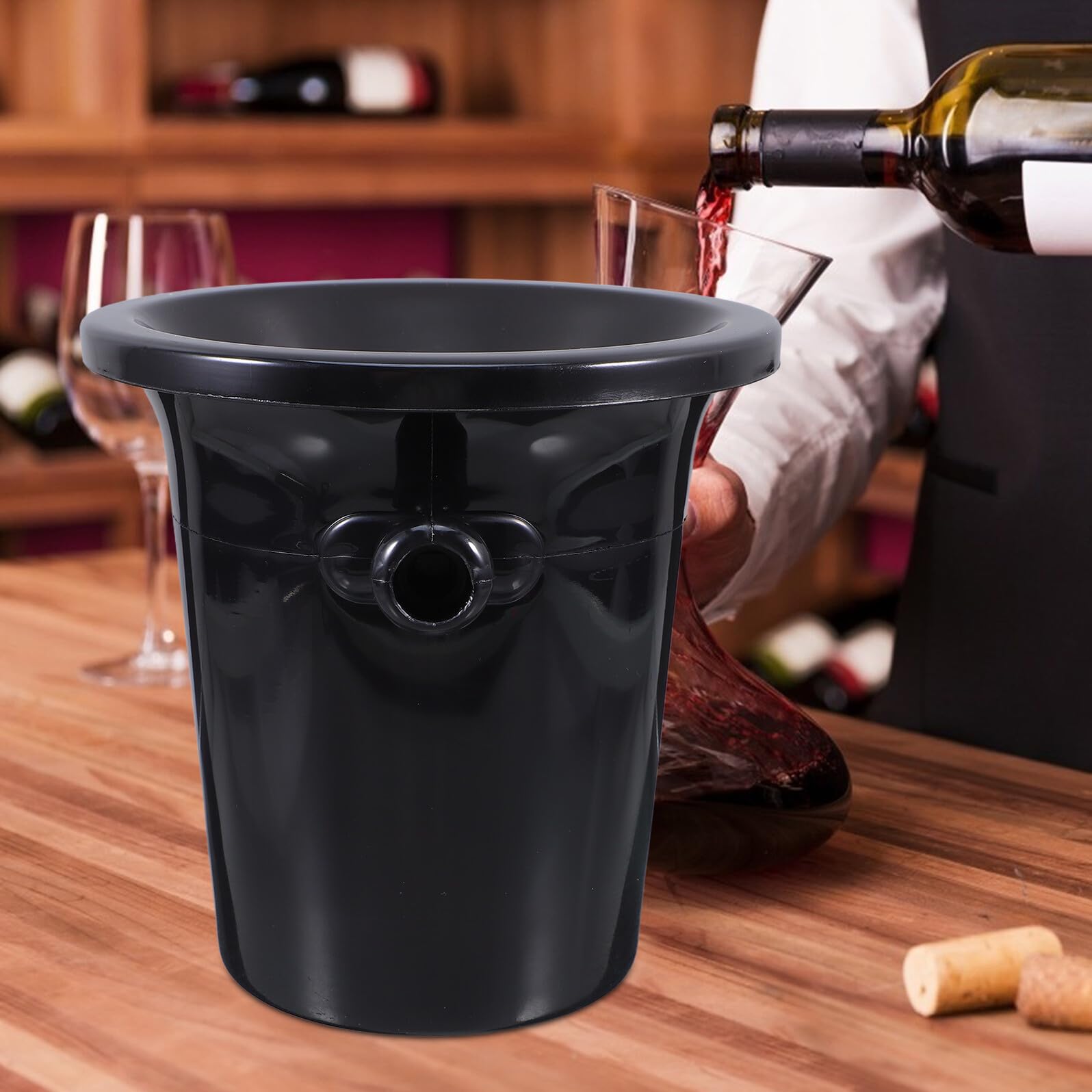 Cubos de Hielo Negros para Cata de Vinos, Escupideras de Vino de Plástico Doble Oreja, Juego de 4 Unidades, Cubitera Resistente para Bares y Fiestas