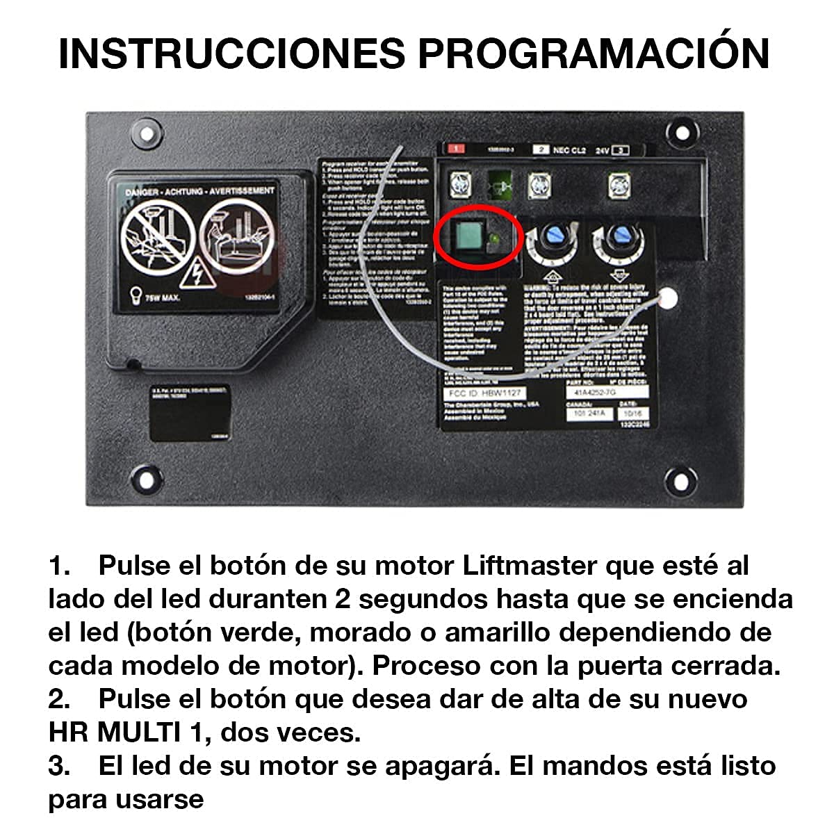 Mando de Garaje HR Multi 2 Compatible con LIFTMASTER 94335E
