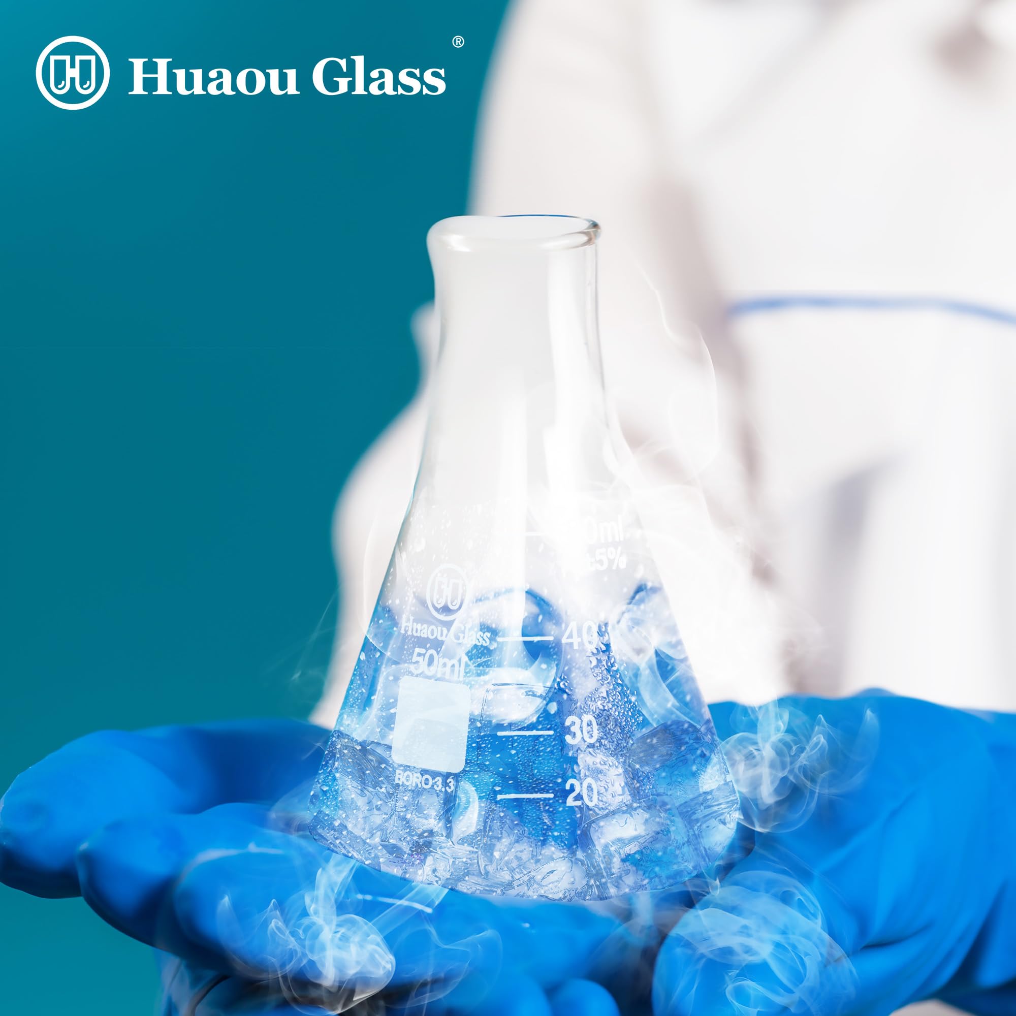 50ml Glass Erlenmeyer Flask Set, Narrow Mouth Graduated Flasks, 3.3 Borosilicate Glass, Ideal for Laboratory, Classroom or Home Use, HUAOU, Pack of 6 — Amazon image 7