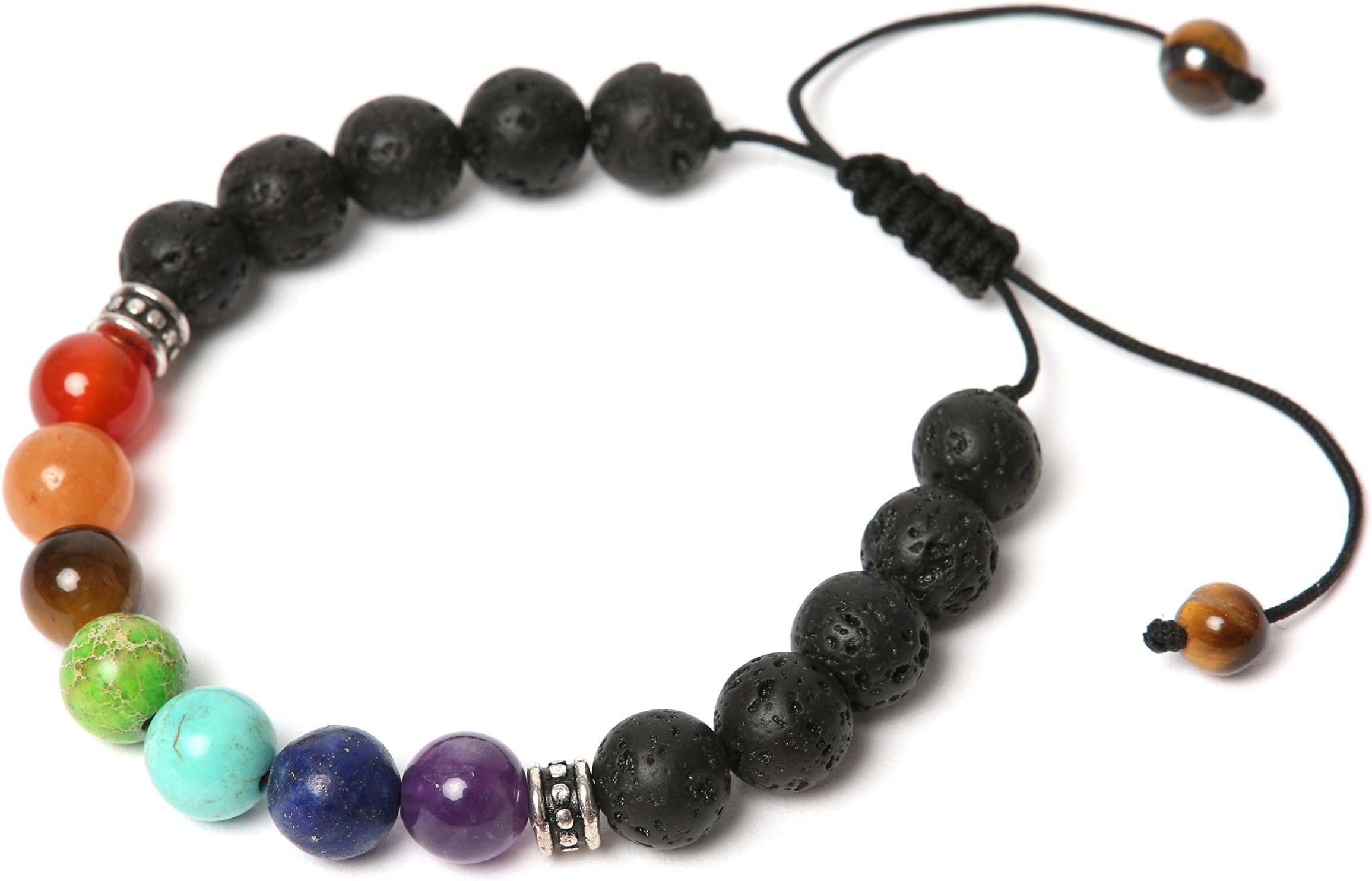 Chakra Bracelet with 7 Real Energy Stones and Lava Rock | Adjustable and an Oil Diffuser | for Man and Woman, with Gift Box and Description – Perfect as Gift