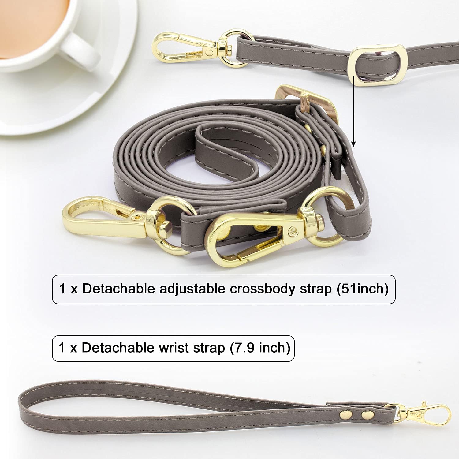 Lacass Case Compatible with iPhone 15 Plus/iPhone 14 Plus, Crossbody Dual Zipper Detachable Leather Wallet Phone case Cover (Floral Gray) - Image 5