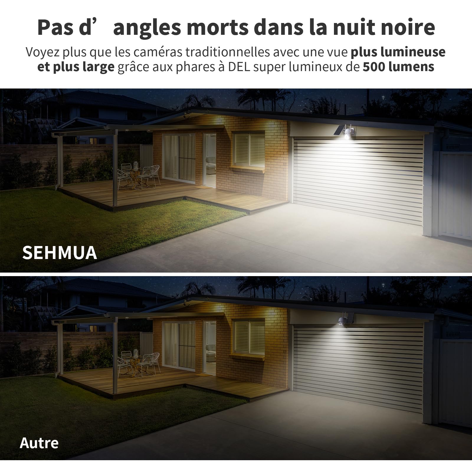 SEHMUA 2K Camera Surveillance WiFi Exterieure sans Fil Batterie