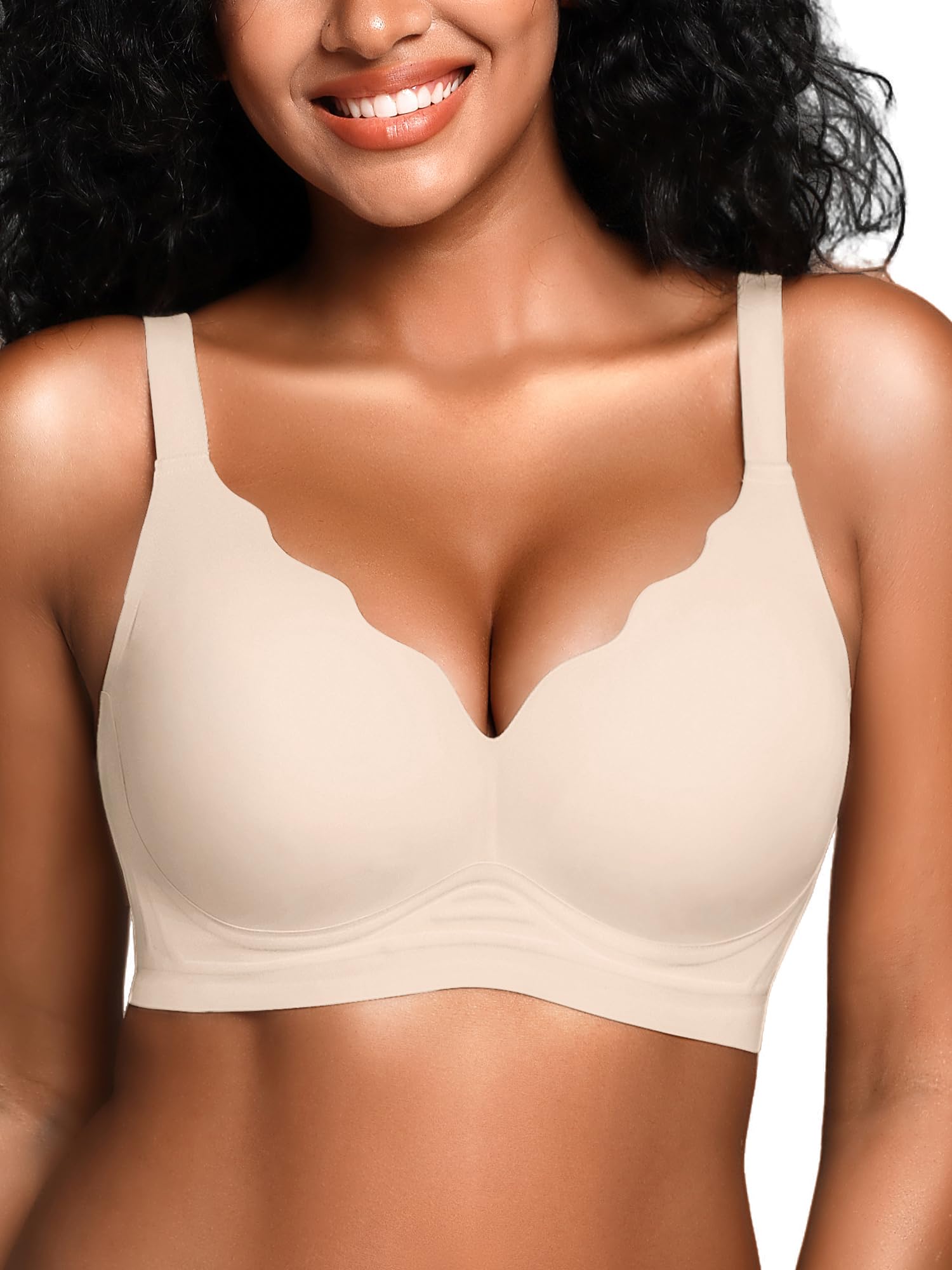 BH für Damen ohne Bügel mit Unterstützung, Bequeme Nahtlose Bralettes Gepolstert, Bügelloses Bustier Komfort T-Shirt BHS