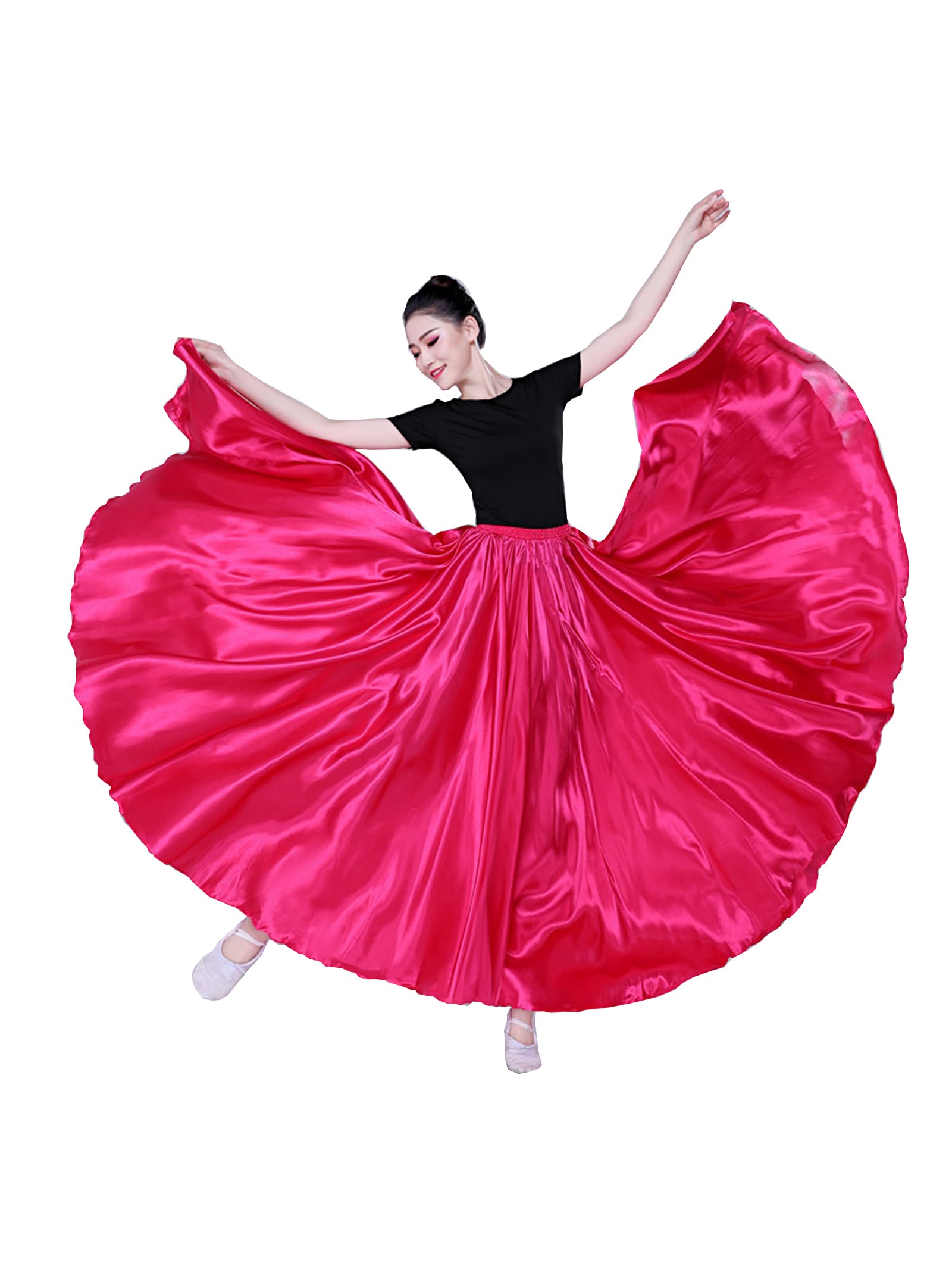 Falda de danza hasta el tobillo, faldas de danza del vientre, falda de danza para mujer, disfraz moderno, maxi faldas para bailarina, 360 ° 540 ° 720 °